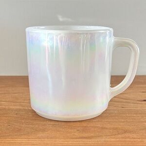 Vintage Federal Glass Moonglow Rainbow Opalescent Coffee Mug D-Handle USA